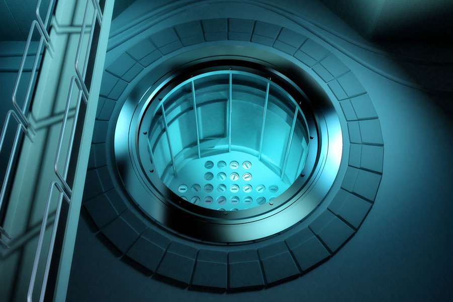 Optical measurement of the water level in nuclear reactor pools