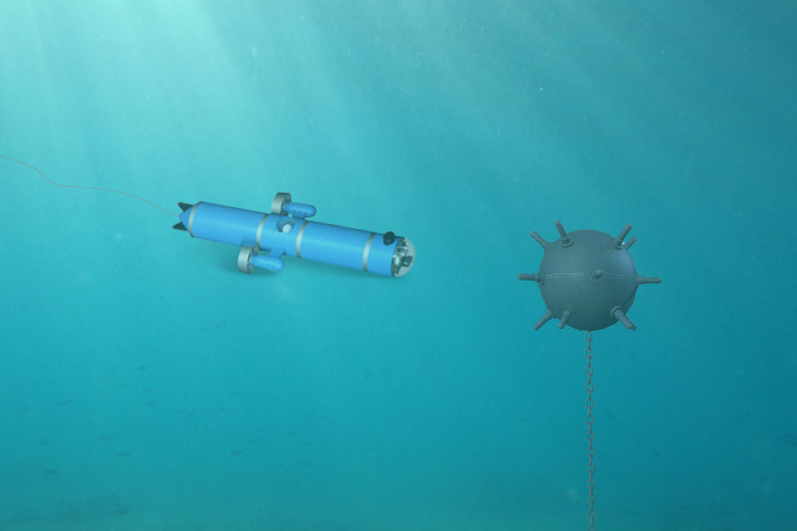 Lutte anti-mines avec des robots sous-marins filoguidés