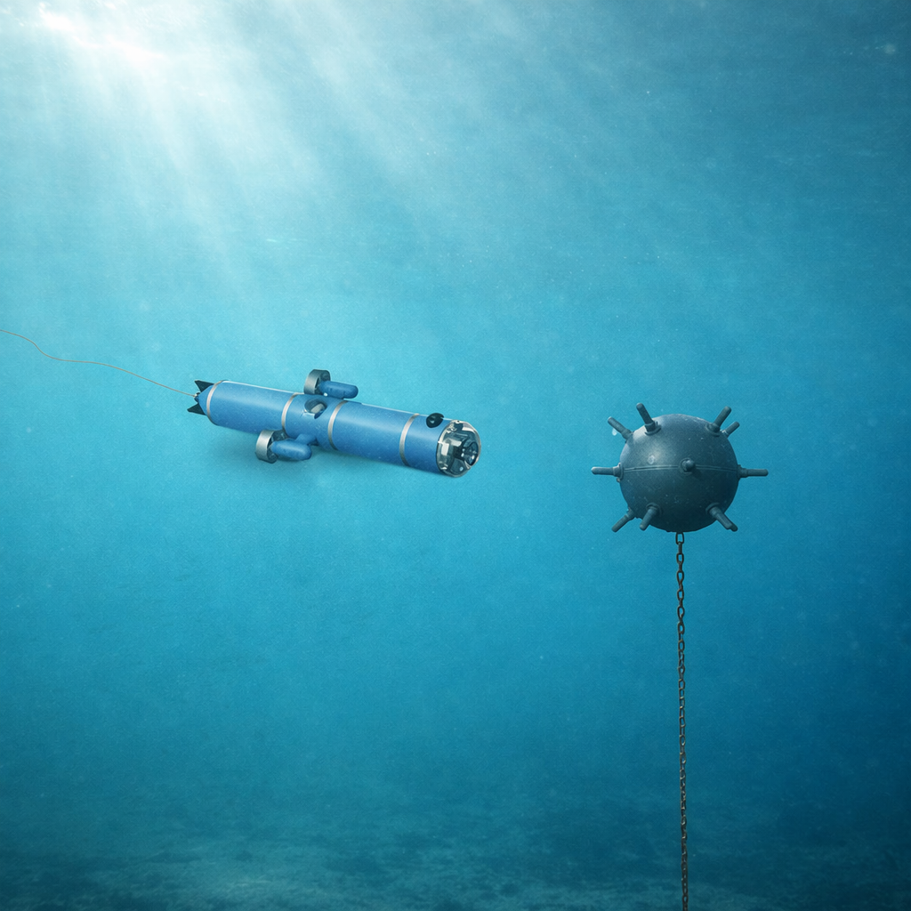 SEDI-ATI propose des bobines de fibres optiques à usage unique, ultralégères et compactes, directement montées sur des robots sous-marins filoguidés, pour des missions d’inspection et de combat.